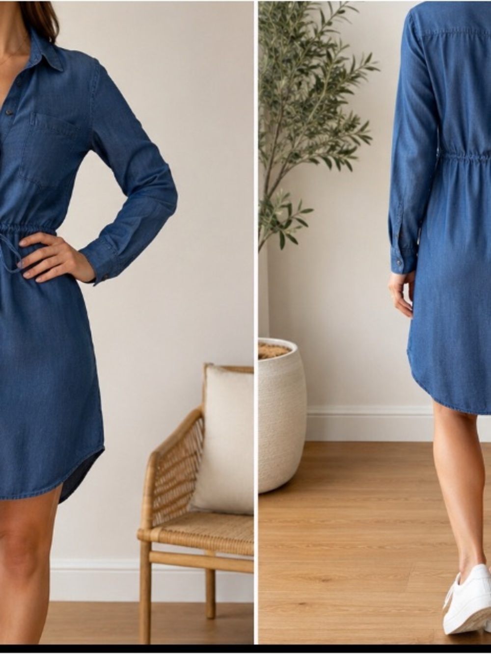 Johnston & Murphy Indigo Blue Long Sleeve Shirt Dress